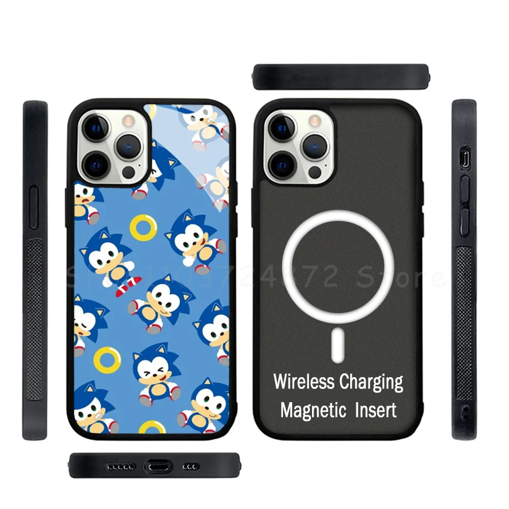 Sonics Cute H-Hedgehogs Phone Case Strong Magnetic For IPhone 15 14 13 Pro Max Mini Alex Mirror For Magsafe Wireless Charging