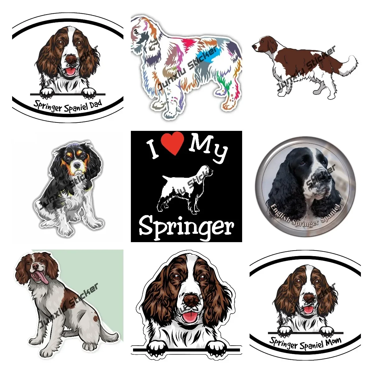 Smiling Springer Spaniel Vinyl Decal English Springer Spaniel Dog Breed Sticker for Laptops Tumblers Windows Cars Trucks Walls