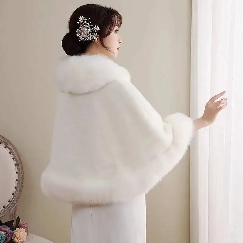 

Накидка из искусственного меха норки рекс с кроличьим мехом, женская вечерние свадебные платья, шаль, осенне-зимний модный изящный плащ, верхняя одежда