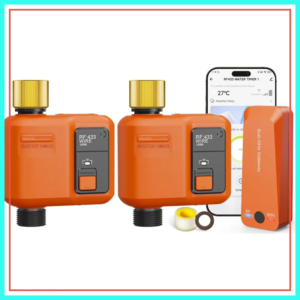 

WiFi Water Timer for Garden Hose, Smart Sprinkler Timer with 984ft Range, APP & Voice Control, Rain Delay, Manual Mode, 1 Outlet
