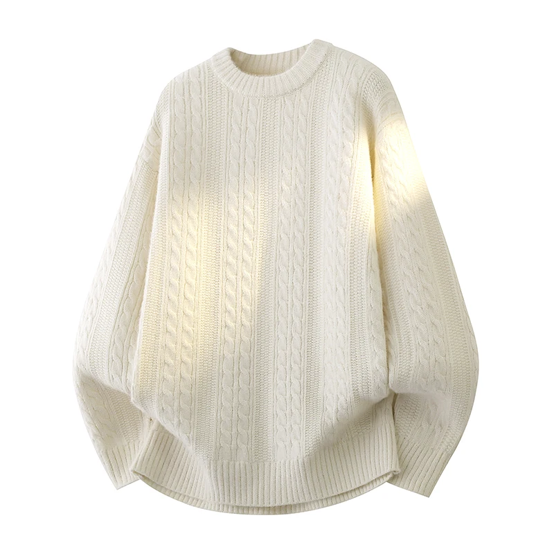 سترة محبوكة عصرية منسوجة بلون سادة، بلوفر عالي الشارع للخريف والشتاء، بلوفر دافئ كاجوال يوميًا