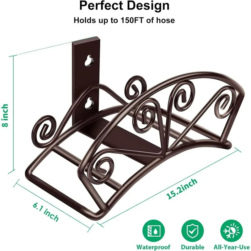 Garden Hose Holder, Hose Storage Rack, 150 Foot Hose, Metal Wall Mounted Hose