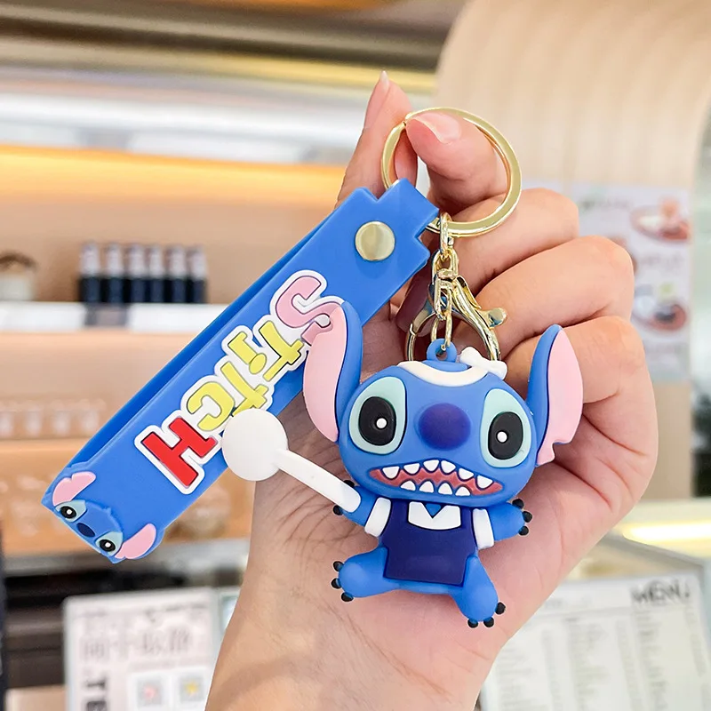 Cartoon Lilo Stitch Keychian for Children Backpack Bags Pendant Accessories Lilo Stitch Cosplay Hawaii Keychain Keyring Gifts