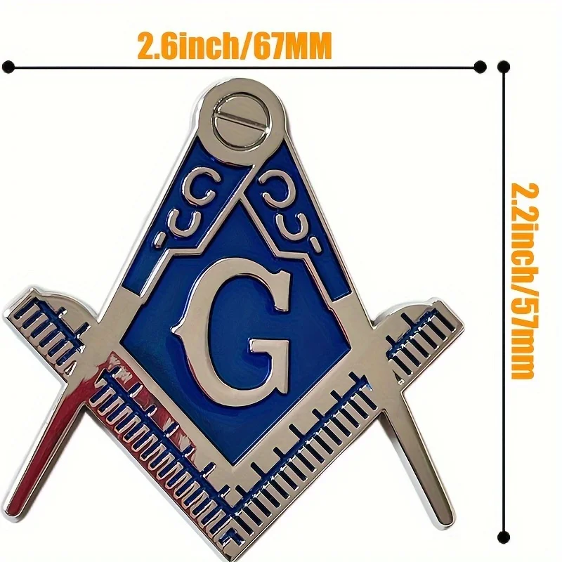 Masonic Car Emblem Compass, Auto Truck Metal Decal, Mason Square Auto Motocicleta Presente, Acessórios Decoração Automóvel