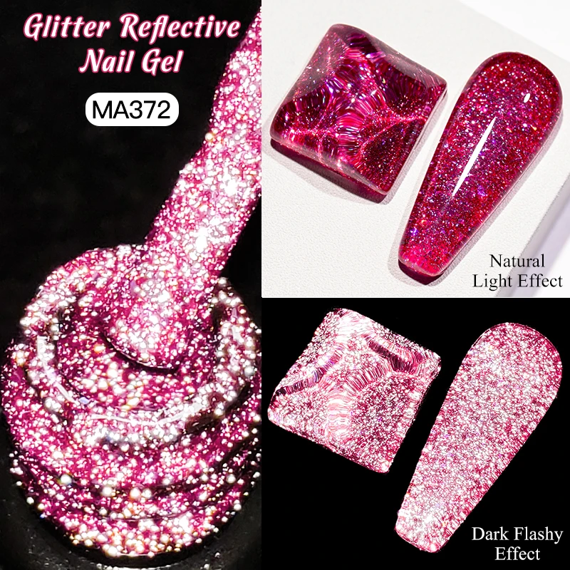 MEET ACROSS 7ml Reflective Fluorescent Gel Nail Polish Flashy Glitter Semi Permanente Verniz Para Manicures Necessidade Base Top Coat