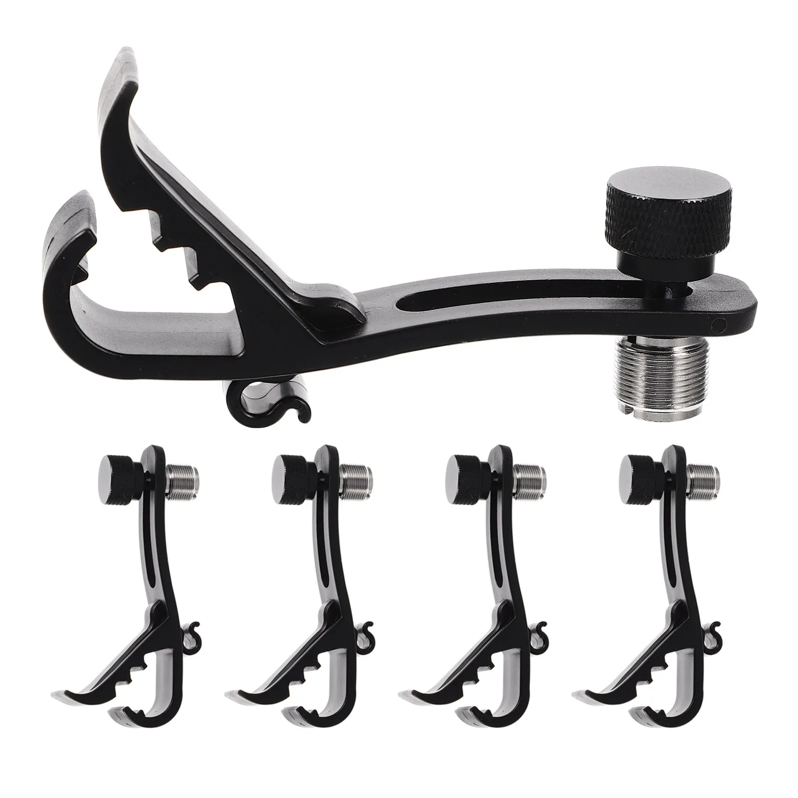 5Pcs Drum Rim Microphone Clamp Black Metal Adjustable Mic Holder Shock Mount Clip Drum Mic Clip Mount for Acoustic Electric Kits