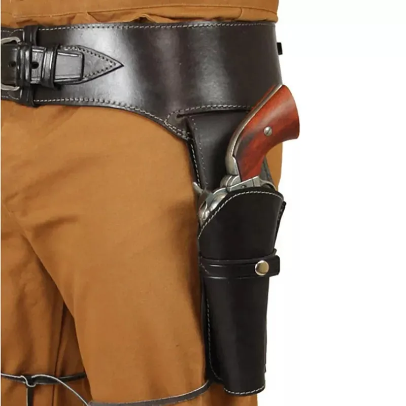 Cinturón de Capitán 2025, Cinturón Doble Estilo Renacentista Vaquero, Funda para Revólver, Disfraz Medieval de Pirata Corsario para Halloween