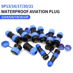 5/10/100 Sets Sp13 Sp16/SP17 Sp20/SP21 Ip68 Waterproof Aviation Plug Socket Male Female Connector Panel Mounted 2/3/4/5/6/7 Pin