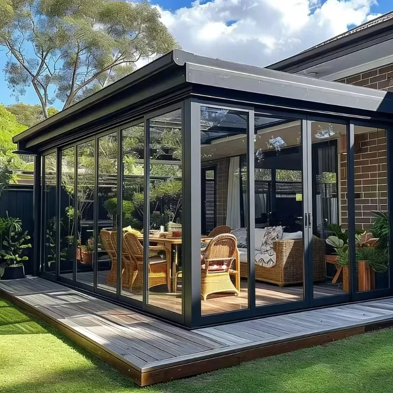 High End Aluminum Alloy Sunroom Glass House Insulated Glass Room Double Tempered Waterproof for Villa Garden Courtyard