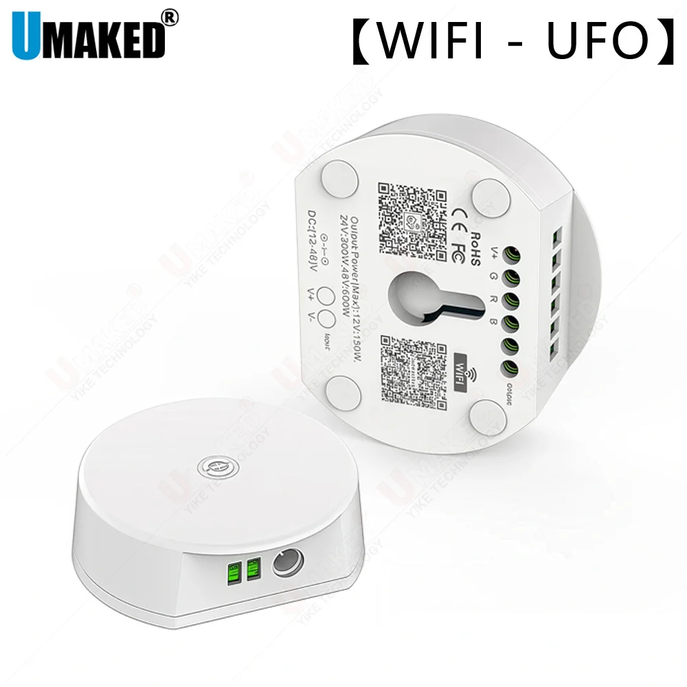 Wifi+Bluetooth UFO LED Controller Timing Function Group Control Music Mode Work With Alexa Google DC12-48V For LED Strip Light