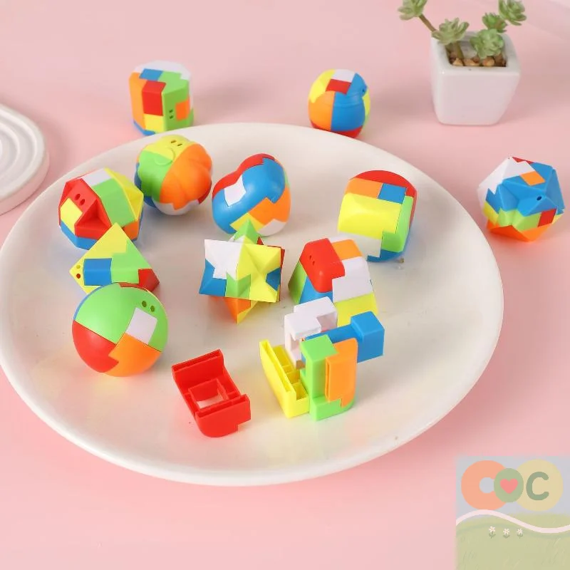 

Mini Cube Brain Workout 3D Puzzles | 12 pcs of Luban Lock Keychains | Antistress Educational Toys for Kids and Adults