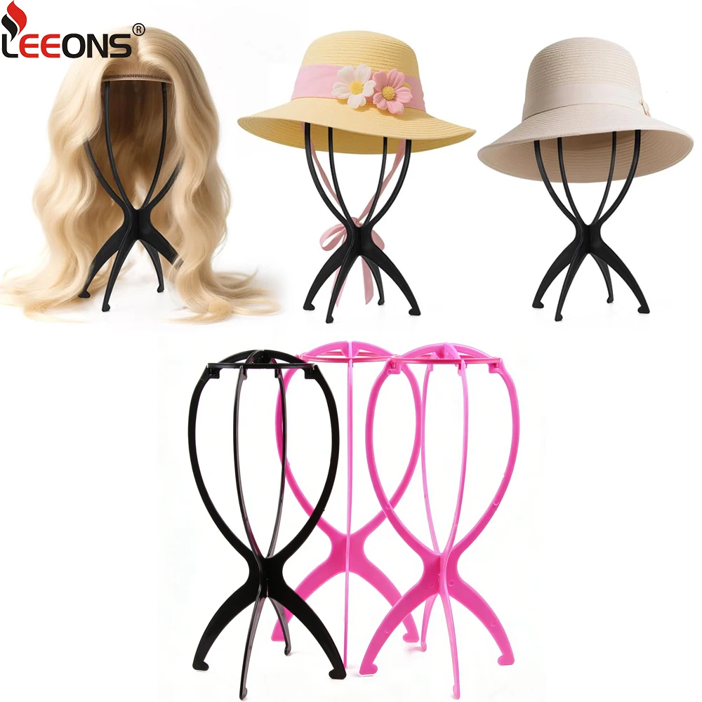 

Портативная подставка для париков из черного пластика, черно-розовая подставка-держатель для париков, прочные инструменты для демонстрации волос, аксессуары для париков