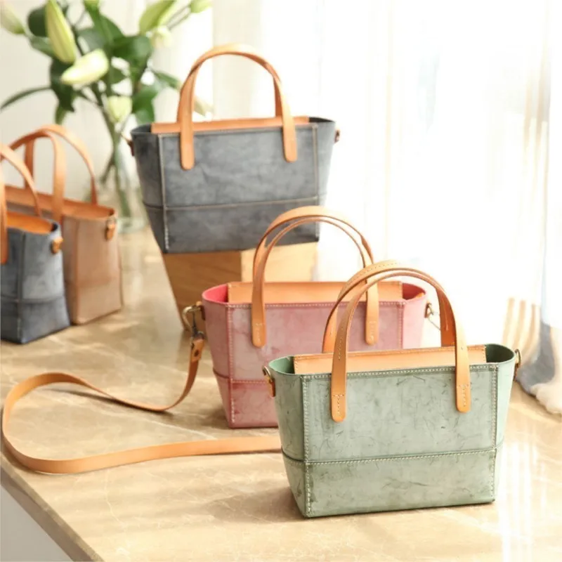 

Johnature Natural Fog Wax Leather Handbag 2025 New Handmade Bag Women Vintage Real Cowhide Solid Color Shoulder Bags