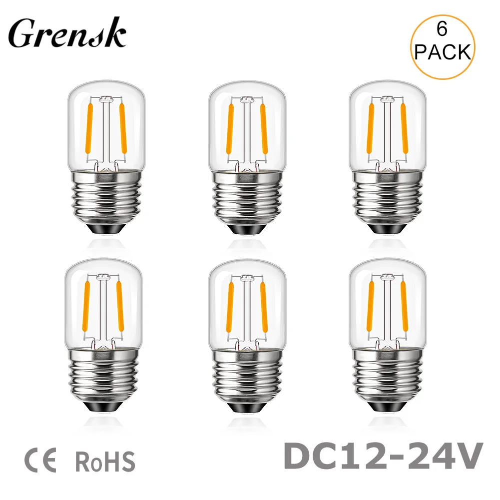 24 Volt LED Bulb Low Voltage T28 Tubular Filament Bulb DC12V 24V Clear Glass 1W Lamp For Motorhome RV Landscape Locomotive Campe