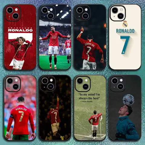 Football C-CR7 R-Ronaldo 7 Phone Case For IPhone 11 12 13 14 15 16Pro Max Plus Classic Black Soft Shell