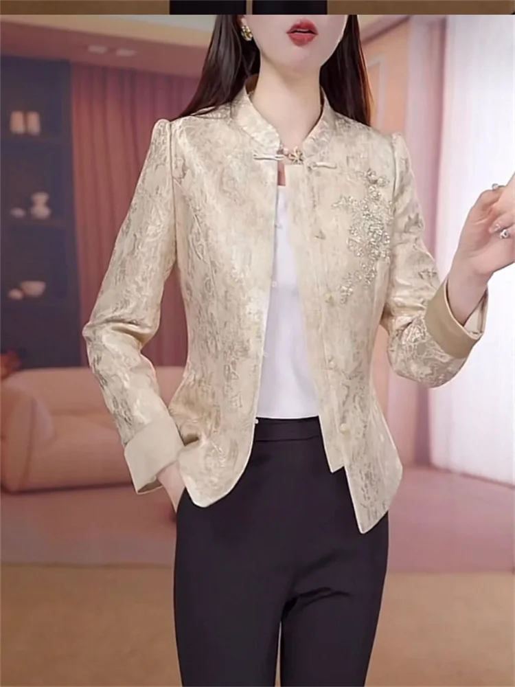 High End Suits Coat Women's Blazers Chinese style Retro Coats Casual Spring Autumn Woman Clothes Coats Short Outwear Jacket