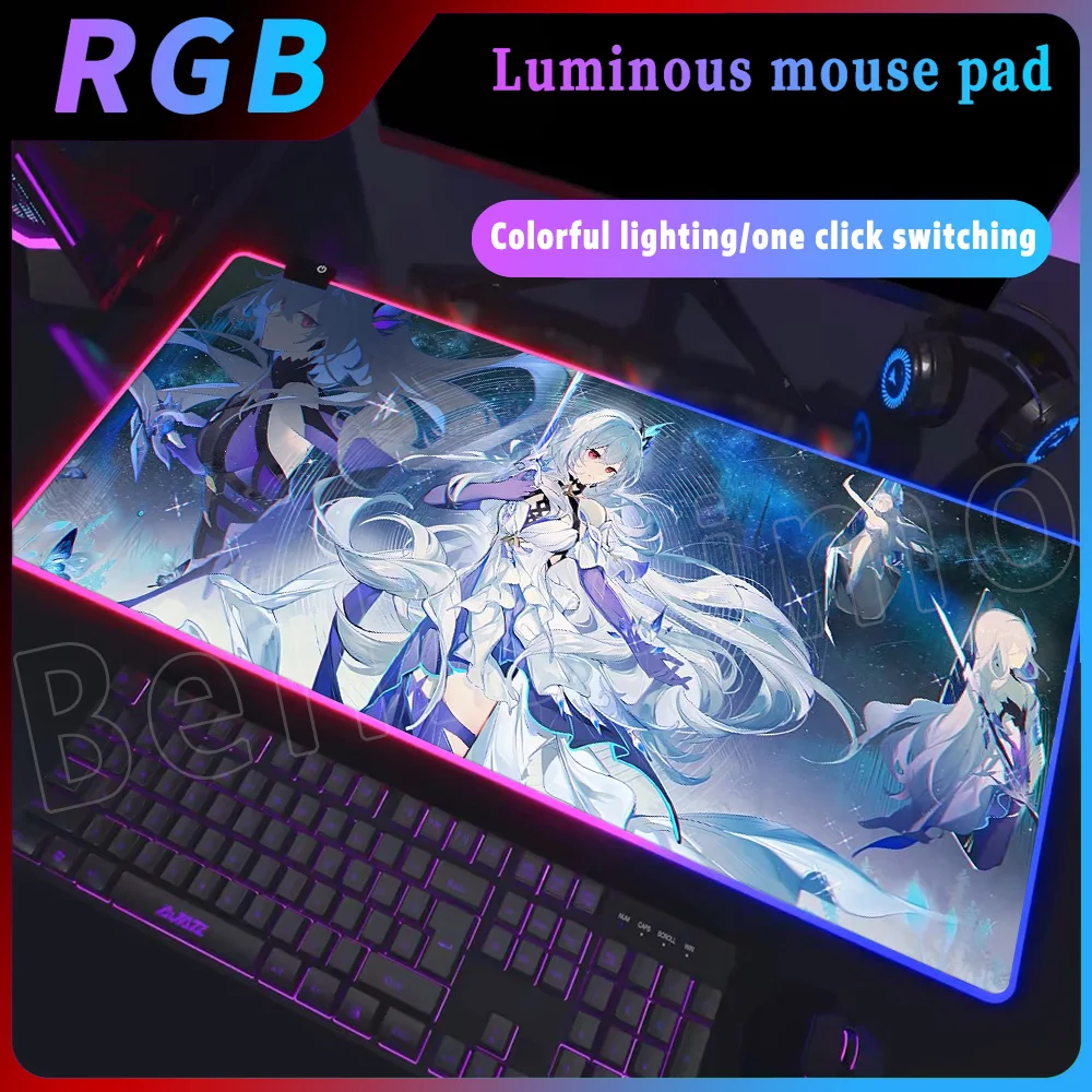Anime New Arlecchino Skirk Desk Mats Genshin Impact Mousepad RGB Mouse Pad PC Non-slip Rubber E-sports Office Laptop Accessories