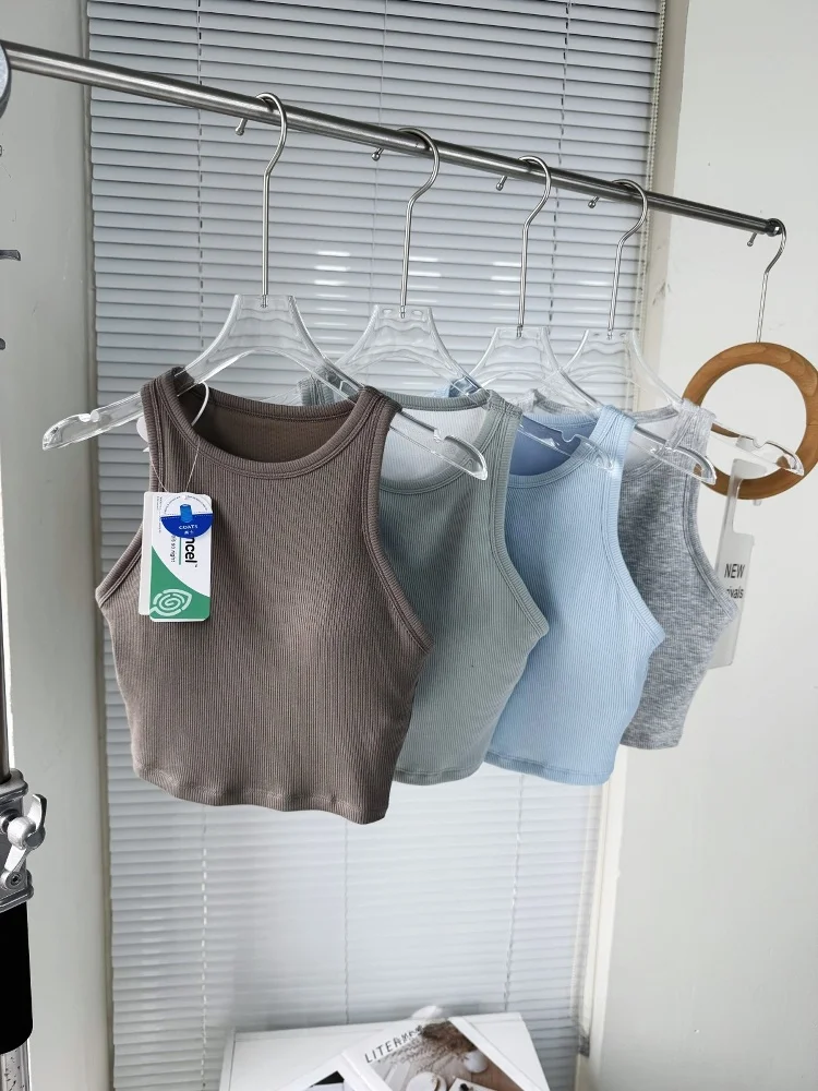 Fitness Sports Tank Top Women's Sleeveless Fixed Cup Bra No Sensation Bare Wear Experience Yoga Clothes Slimming Upper Body