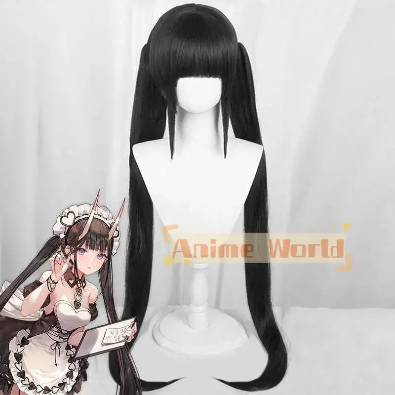 Azur Lane Noshiro 메이드 블랙 코스프레 가발