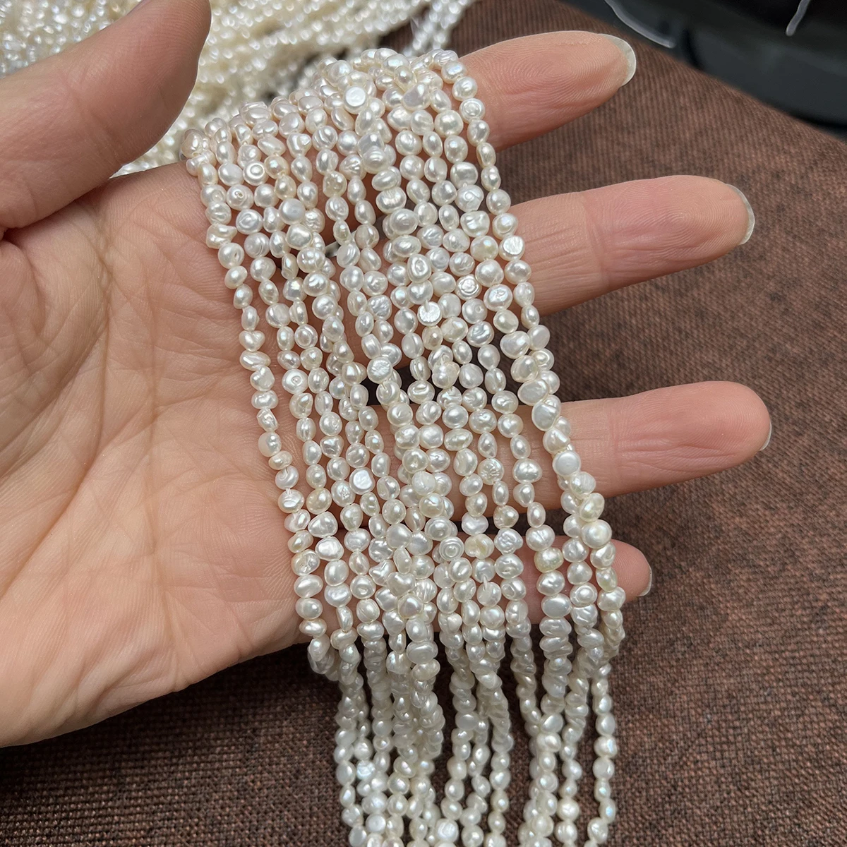

A 3-4mm White Natural Freshwater Pearl Irregular Shape Semi-Finished Beads for Jewelry Making DIY Necklace Bracelet Accessories