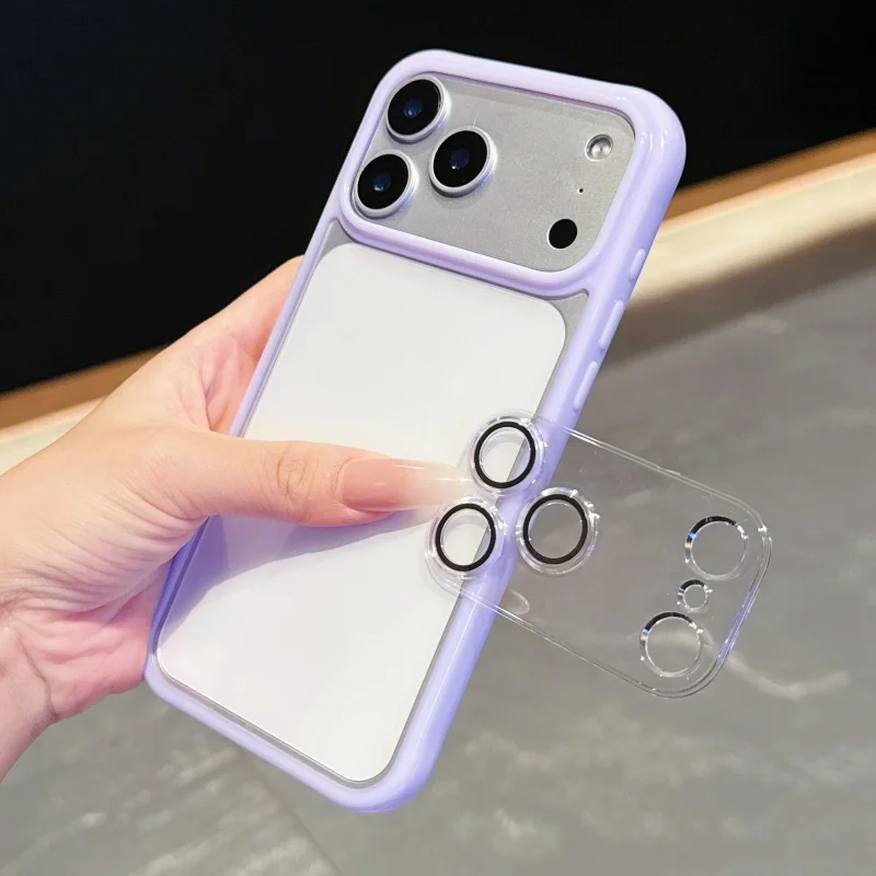 حافظة هاتف أكريليك عصرية جديدة لهاتف آيفون 16 15 14 13 12 11 17 Pro Max Plus Air 17promax 17Pro مع غطاء فيلم عدسة واقية