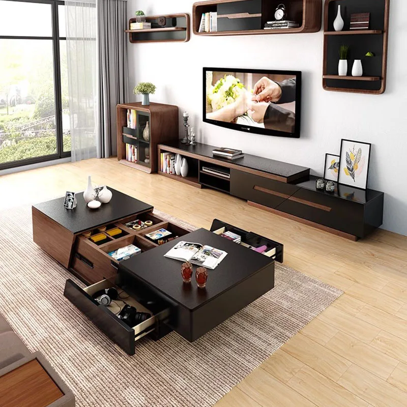 

Storage Nordic Coffee Table Trau Modern Black Mobile Living Room Coffee Table Wood Apartamento Couchtisch Home Furniture