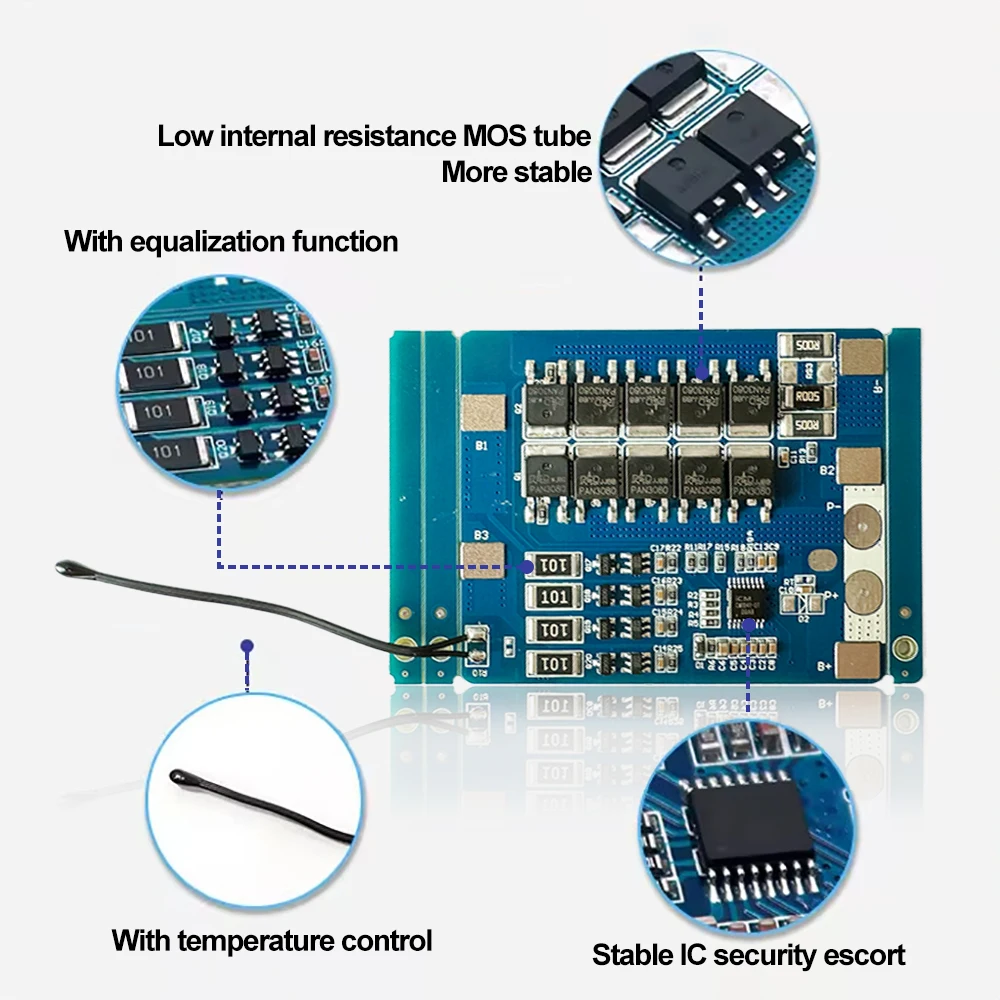 BMS 4S Lifepo4 12V 5A 10A 15A 20A 25A Wspólny port Balance BMS Kontrola temperatury do trójskładnej baterii litowo-żelazowo-fosforanowej