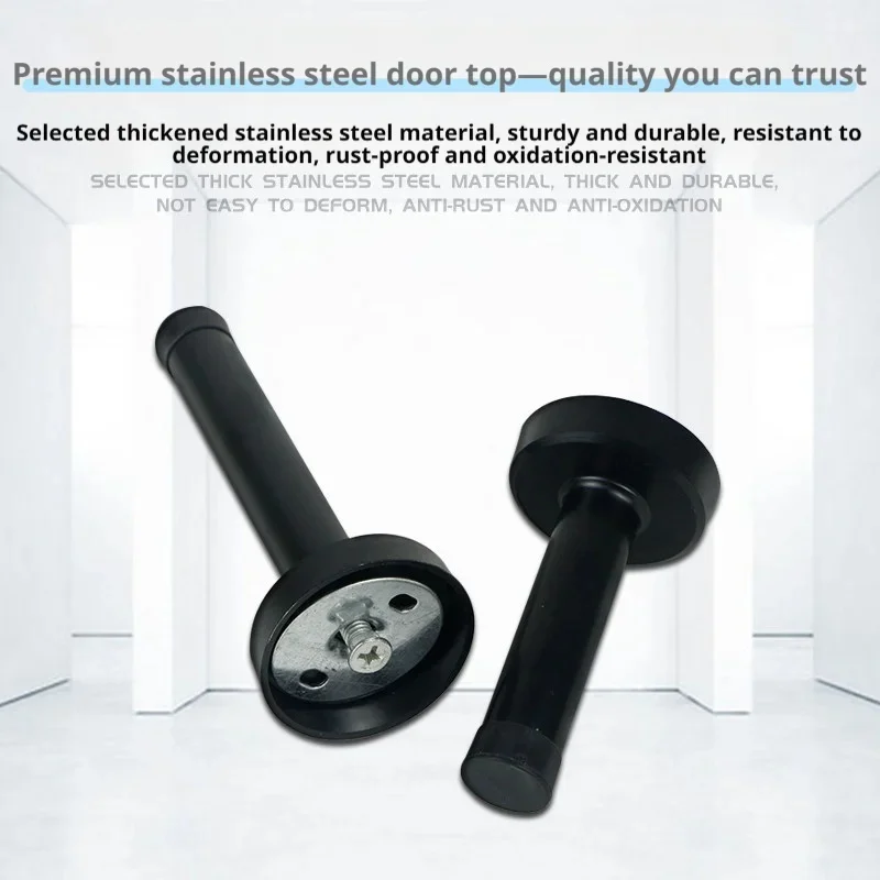 Rubber Bumper Wall Protector Stainless Steel Extended Door Stopper, Punch-Free Anti-Collision for Bathroom Glass Door