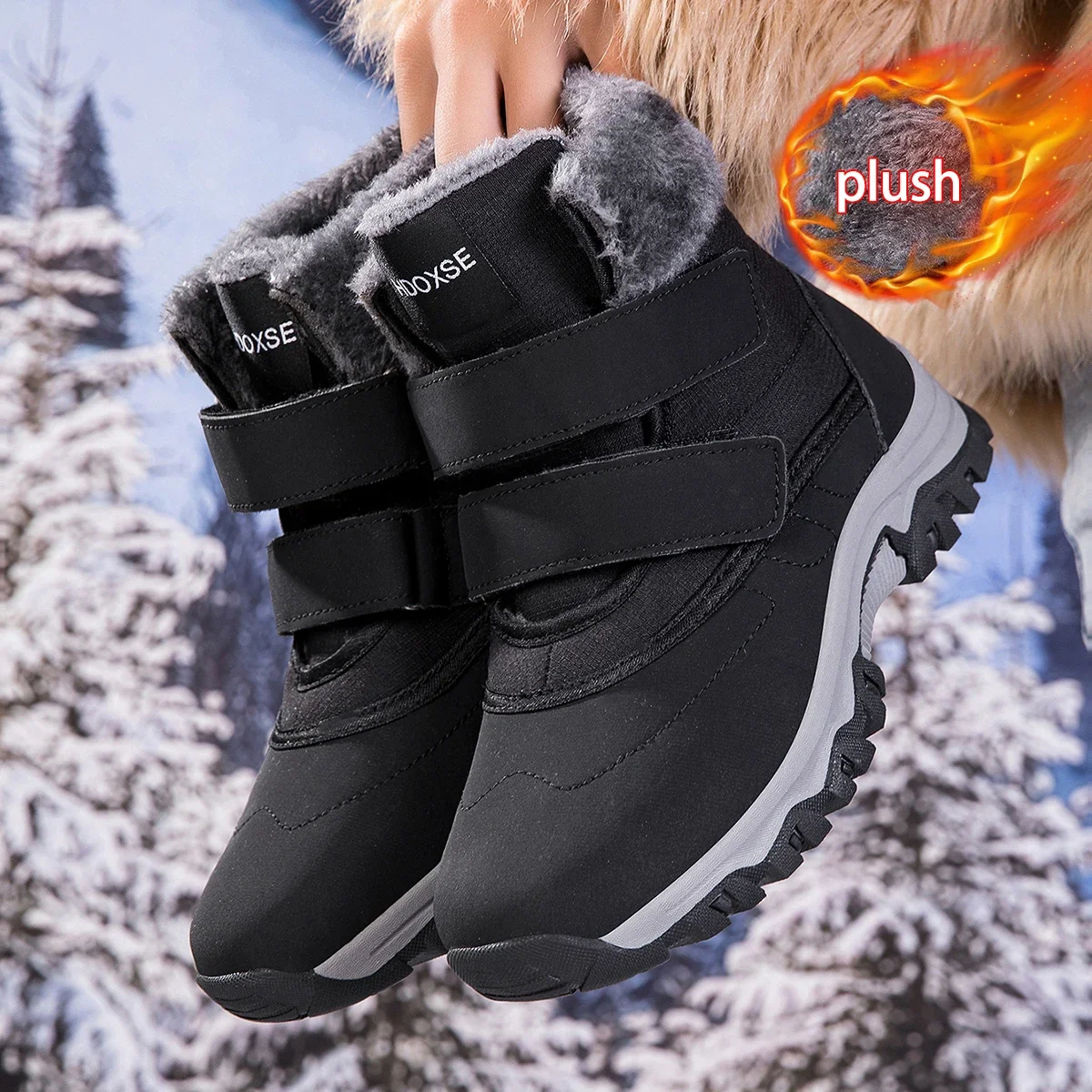 Women Snow Boot Winter High-top Ankle Boots Ladies Thick Plus Warm Snow Hiking Boots Outdoor Walking Shoes Sneakers Size 36-43