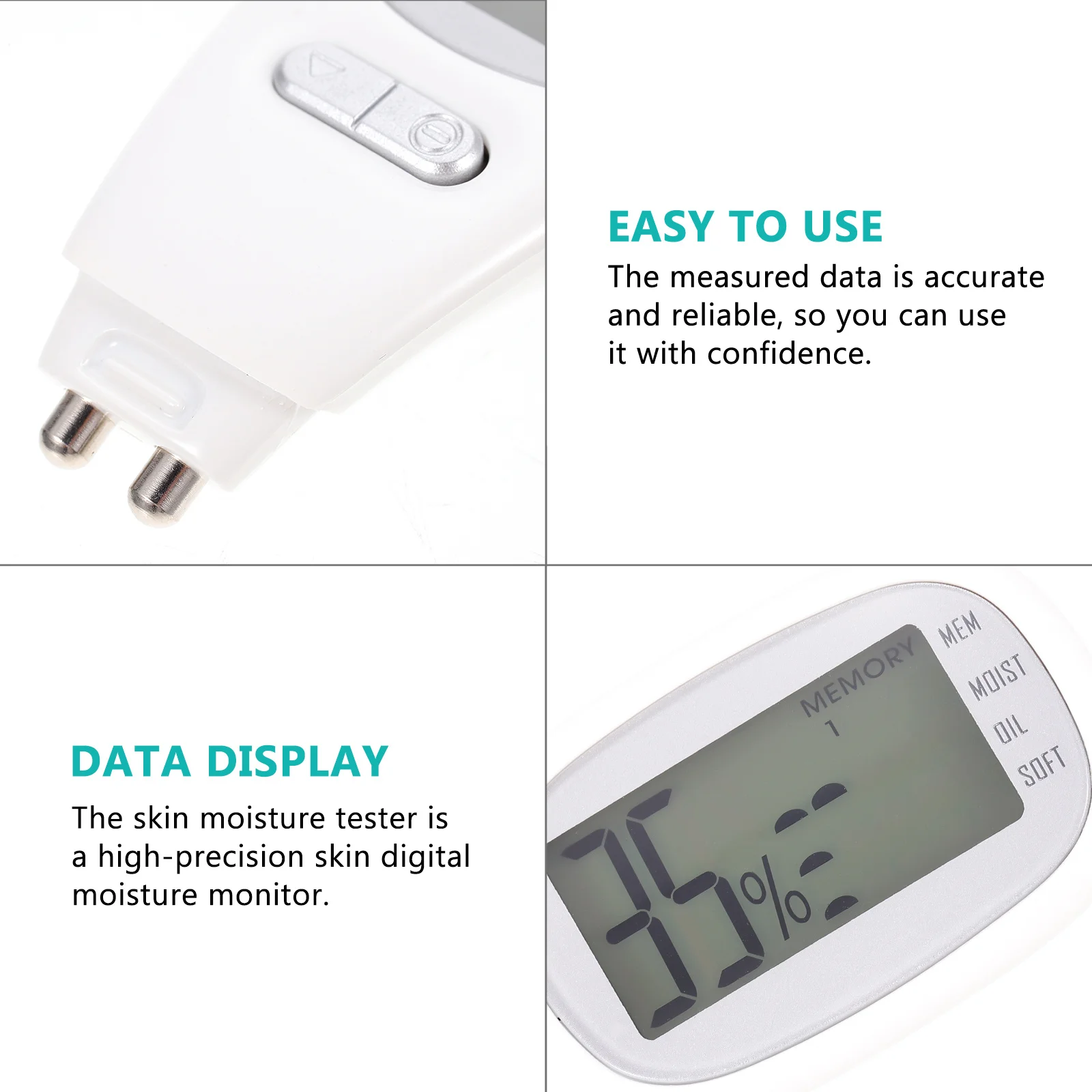 1Set Skin Moisture Tester High Digital Facial Moisture Meter Accurate Oil Analyzer Portable Skin Condition Tester Night Backlit