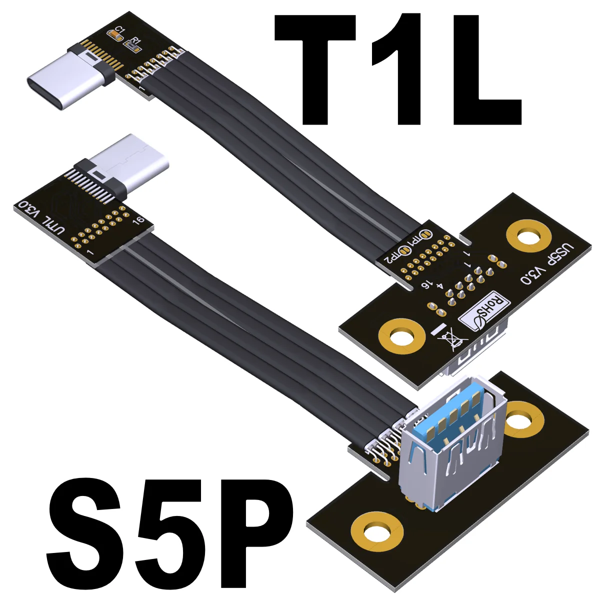 هوائي FPV PTZ USB 3.1 Type-A ذكر إلى Type-C أنثى كابل شريط مسطح مرن 90 درجة FFC كابل 10Gbps للكاميرا بدون طيار