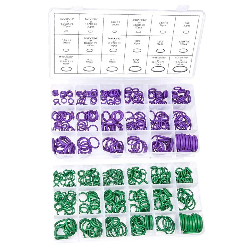 540 Pcs /18 Sizes Rubber O Rings, Green/Purple Sealing Washer Assortment Kit For Plumbing, Automotive, General Repair With Case