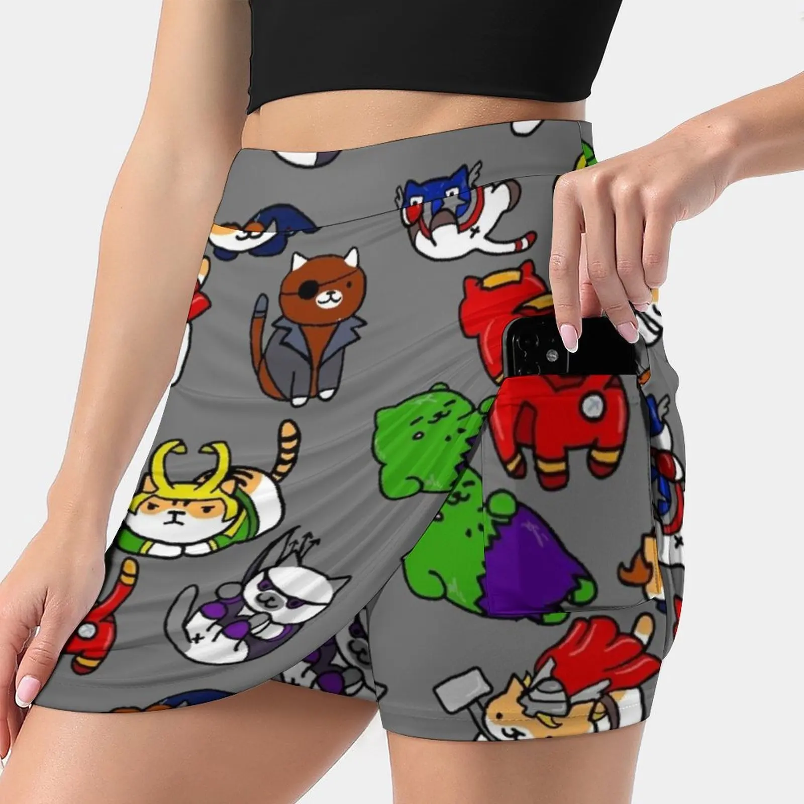 Atsume Assemble Skirts Woman Fashion 2022 Pant Skirt Mini Skirts Office Short Skirt Superhero Film Tv App Game Neko Atsume Neko