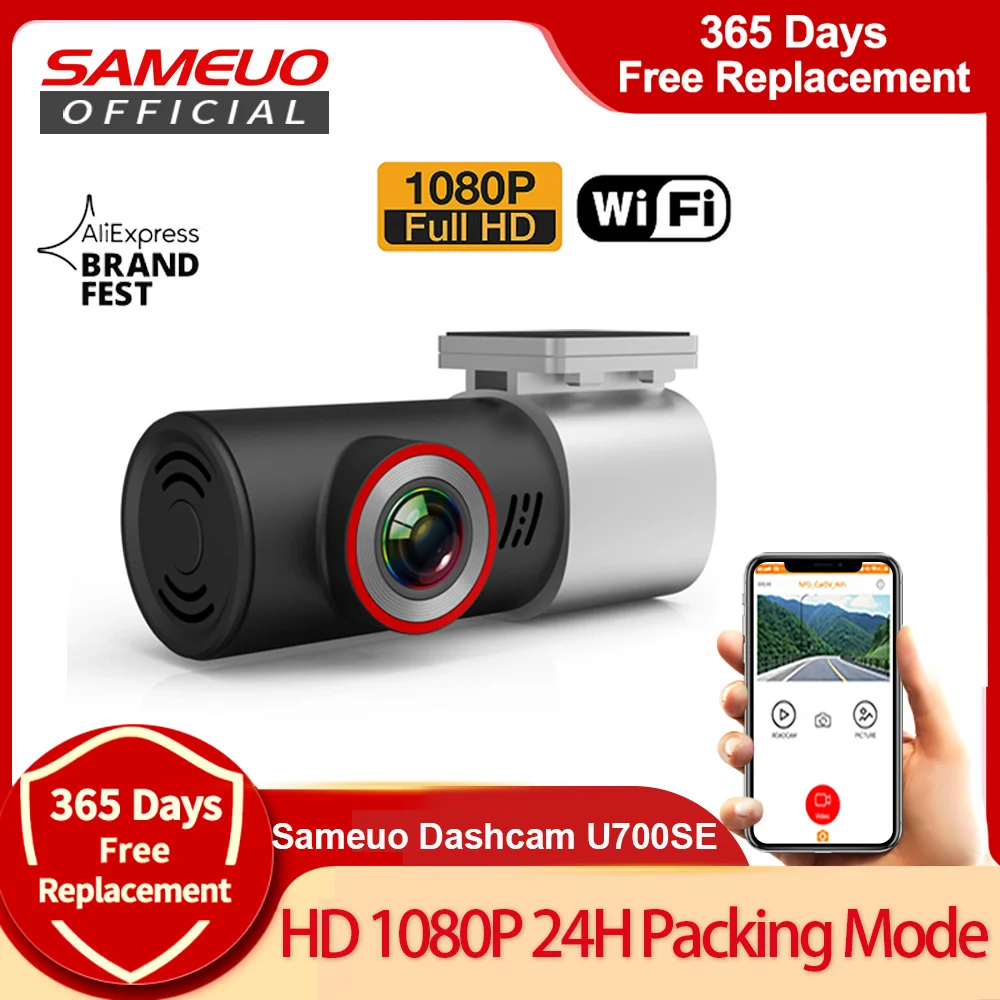 Sameuo Car DVR HD 1080P Dash Cam Wifi Auto Recorder Video Dashboad Night Vision G-Sensor Loop Recording Black Box Dash Camera