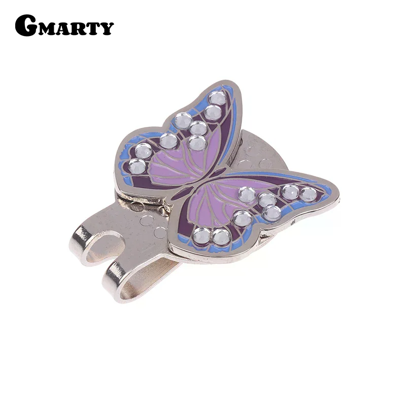 Rhinestone Butterfly Shape Ball Cap Marker With Magnetic Hat Clip Anti-Rust Durable Marker For Men And Women Golf Enthusiasts
