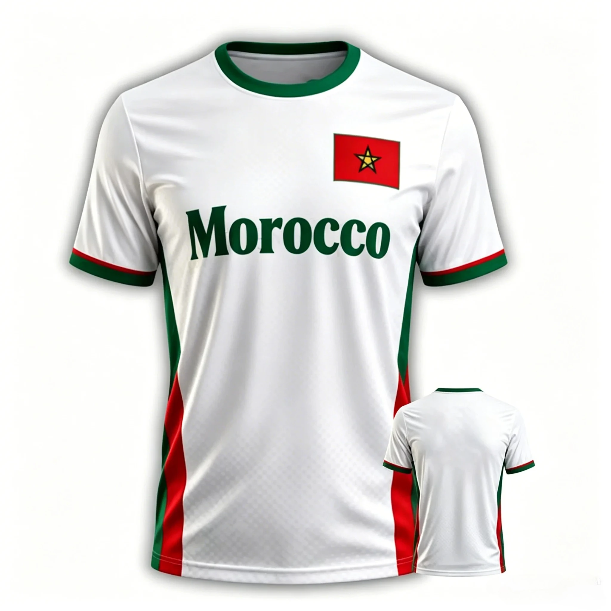 2026 Moroccan round neck T-shirt for men and women, breathable and quick drying, suitable for daily competition and training