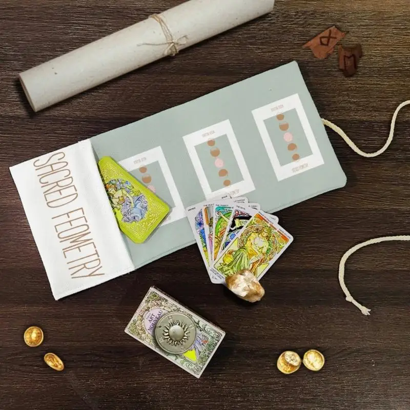 حقيبة تخزين البطاقات ذات الطابع الغامض والمتانة من نسيج البوليستر الكتان، أعمال فنية ملونة، مقاومة للماء، قابلة للطي من أجل #5