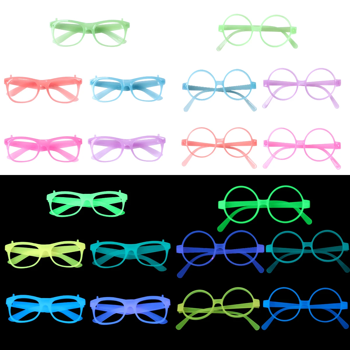 2024 5pcs Luminous Glasses Glow Sunglasses With Light Neon Fluorescent Decorative Bar Party Gift Adult Kids Birthday Props