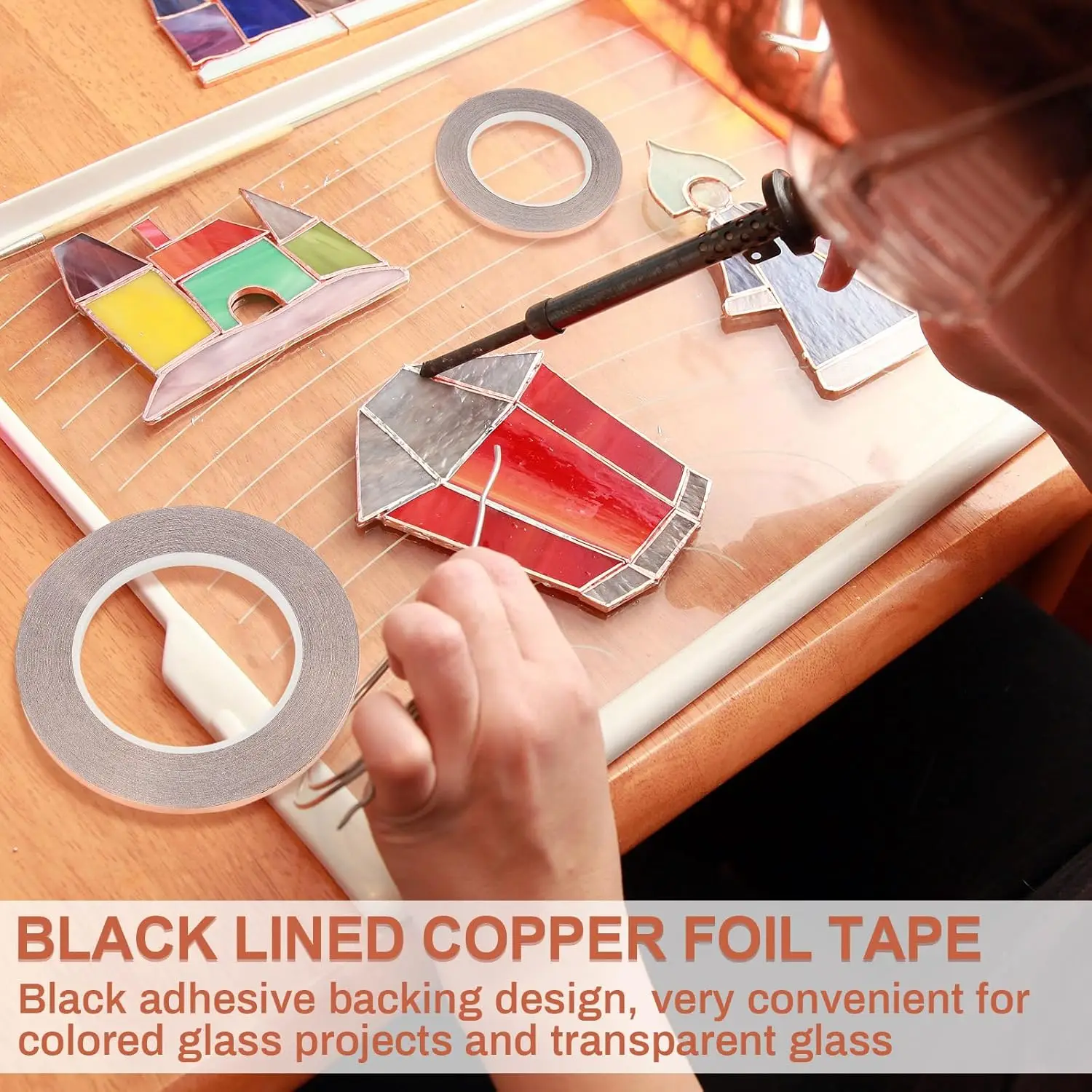 Industrial-Grade Copper Foil Tape 2x50' For Shielding & DIY Projects Copper Tape Conductive Ad-hesive For Stained Glass Supplies