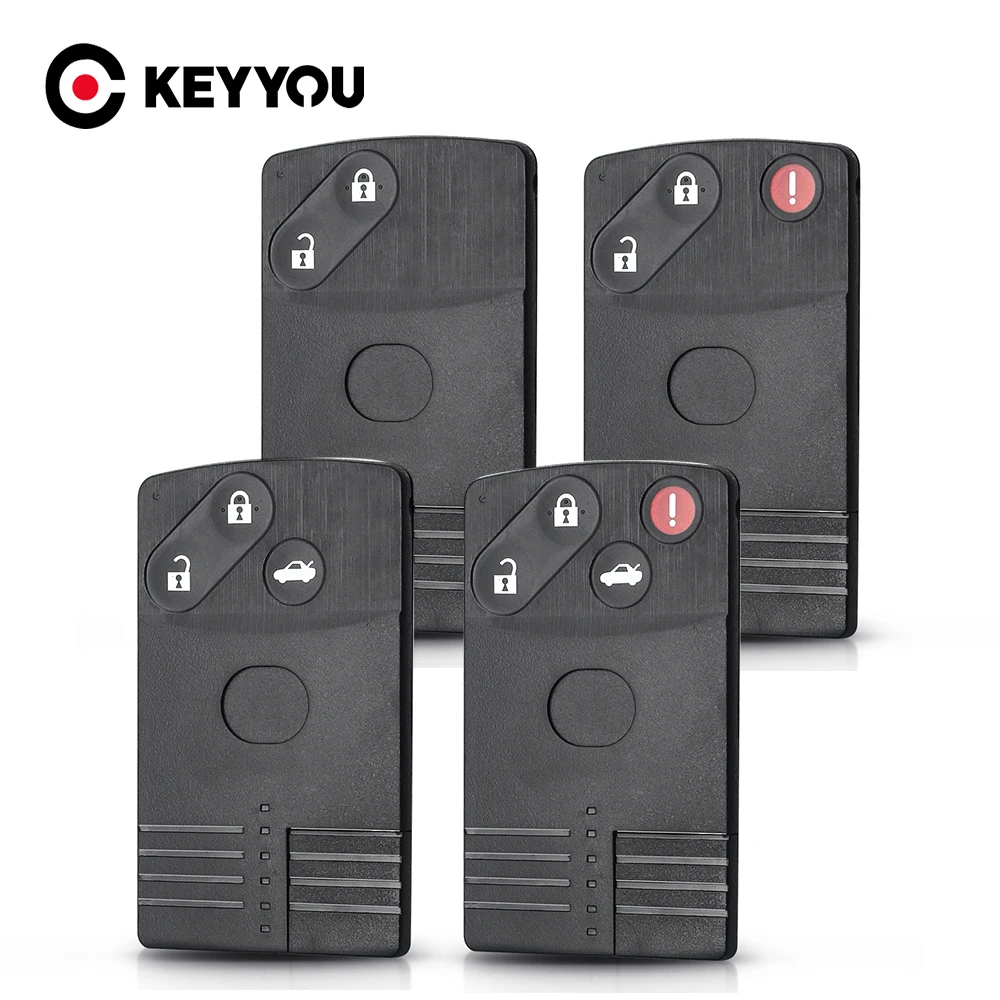 KEYYOU Replacement Car Key For Mazda 5 6 CX-7 CX-9 RX8 Miata MX5 Remote Smart Key Shell 2/3/4 Buttons Uncut MAZ24 Blade Fob Case