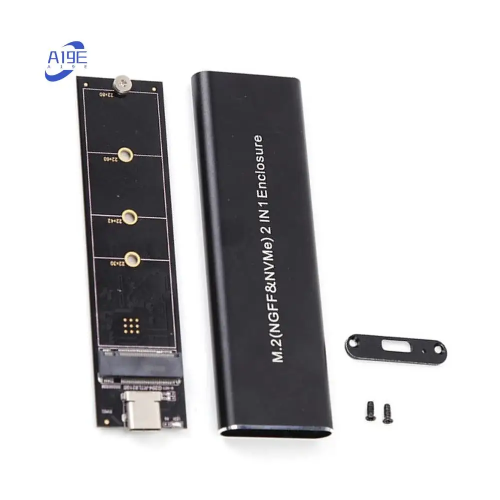 

A19E-M2 Nvme SATA SSD Корпус 10 Гбит/с HDD Box M.2 NVME NGFF SSD-USB 3.1 Корпус с двумя протоколами Type-A для Type-C для M.2 SSD