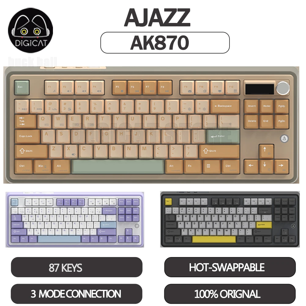 

Pre Sale Ajazz Ak870 Gamer Mechanical Keyboard 3mode 2.4G Wireless Bluetooth Keyborads Rgb Hot Swap Gasket Custom Keyboard Gifts