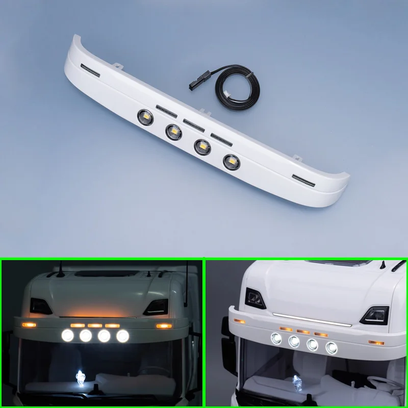 KXRC 2023 New LED Sun Visor Light Upgrade Parts for 1/14 Tamiya RC Truck Tipper Scania 770S 56368 DIY Car Accessories