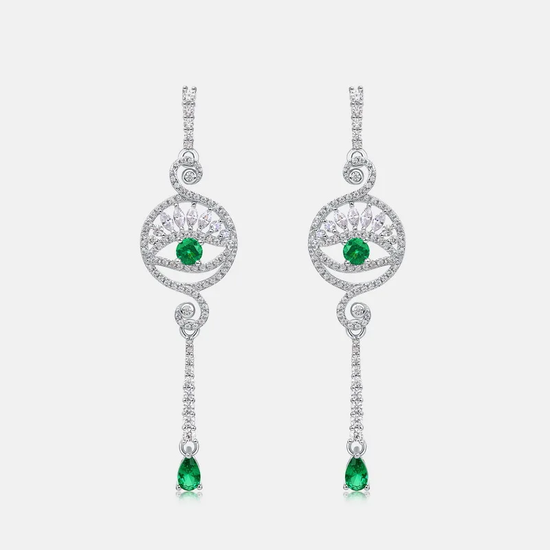 Cross Border Earrings Devil's Eye Temperament Earrings S925 Silver Inlaid Nano Zirconia Earrings