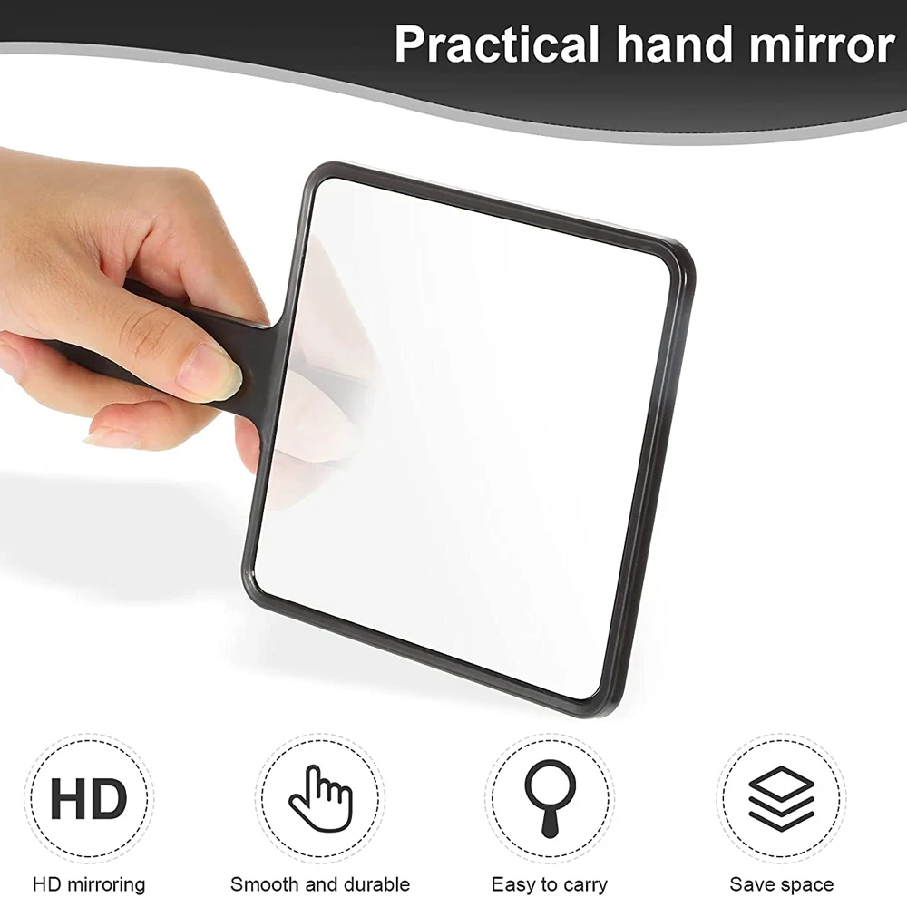 Eyelash Extension Handheld Makeup Mirror Square Lash Vanity Handle Hand Mirror SPA Salon Compact Mirrors Women Cosmetic Tools