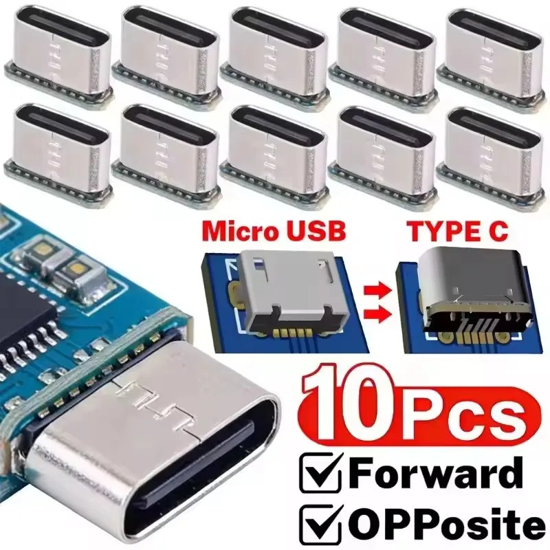 Type-C Female Socket Connector Replace for Micro-Usb 5Pin Female USB C Adapters 5V Power DIY Solder Smd Smt Type-C Socket