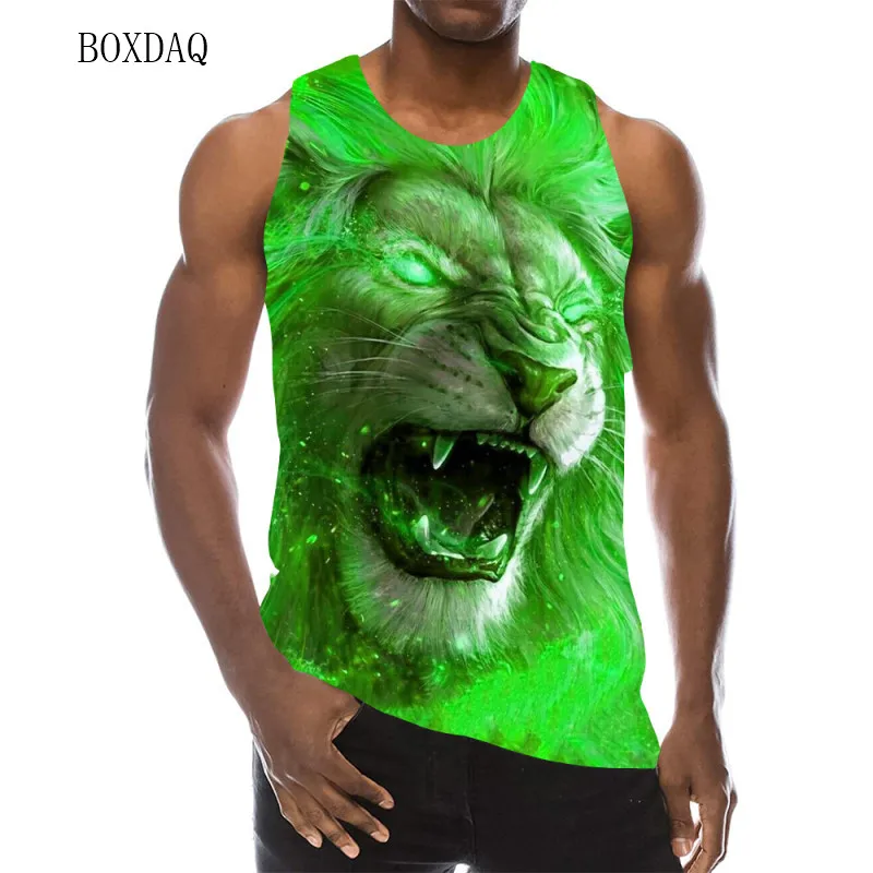Fashion Lion Tanks For Men's Sleeveless 3d Animal Printed Streetwear Man Vest Harajuku Male Beast Garphic Casual Tanks Tops