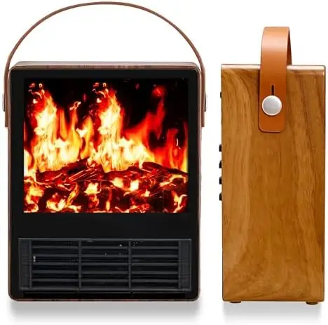 

Электрический камин-обогреватель 1500 Вт с 3D-эффектом пламени, отделка под орех, безопасное тепло для дома и офиса
