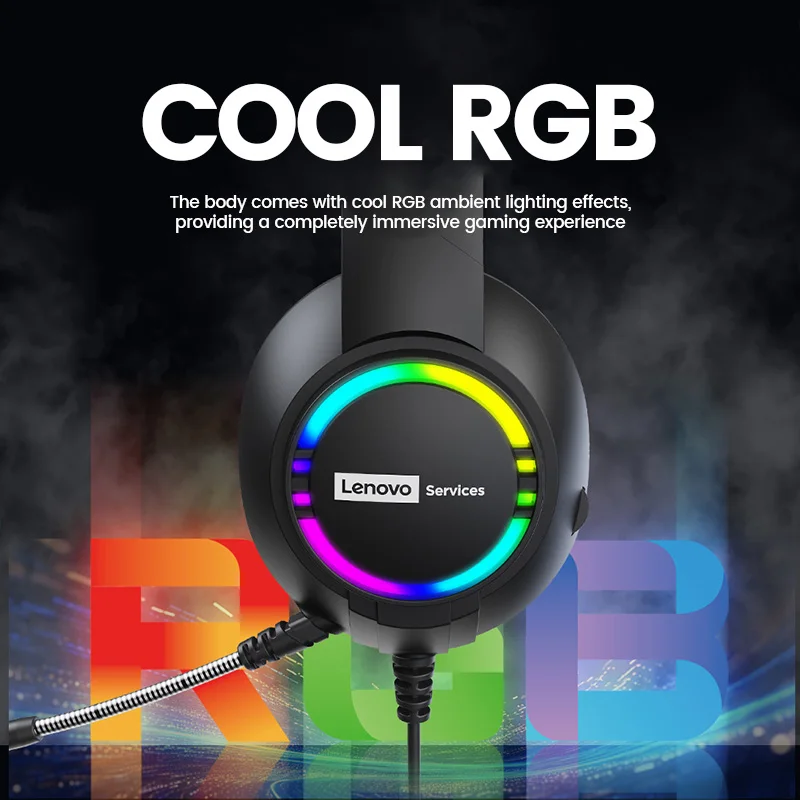 سماعة رأس سلكية للألعاب الرياضية الإلكترونية من Lenovo E08 مزودة بإضاءة RGB للكمبيوتر المحمول 7.1 سماعة رأس بمؤثرات صوتية محيطية افتراضية مع ميكروفون #6