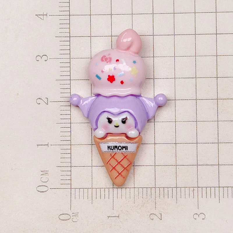 10 Pcs Cartoon Resin Cute Cartoon Animal Ice Cream Cake Style Hairpin Pendant Scrapbook Craft Diy Miniature Ornament Accessories